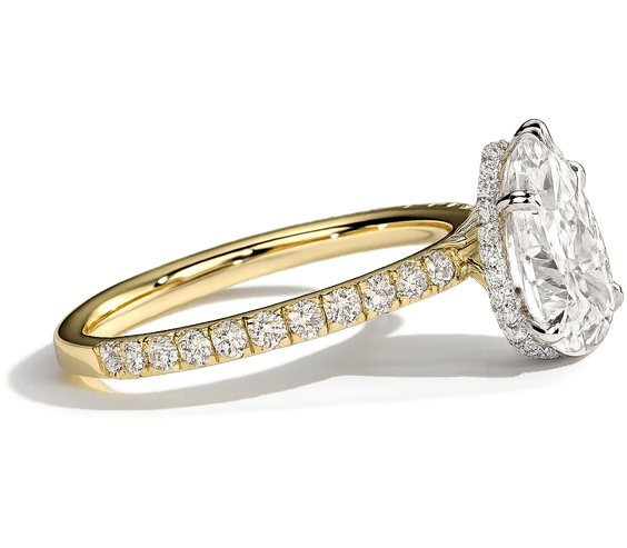 Pear Hidden Halo Pavé profile view