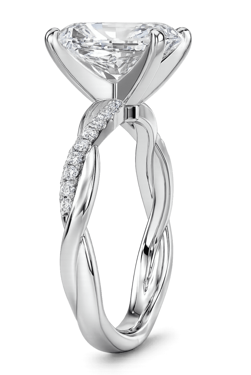 Oval Aurelia Twist White Gold profile view